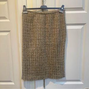 Lela Rose Brownish Wool Plaid Pencil Skirt